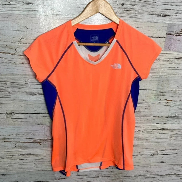 The North Face Tops - The north  face orange tee shirt athletic top size small flight series
